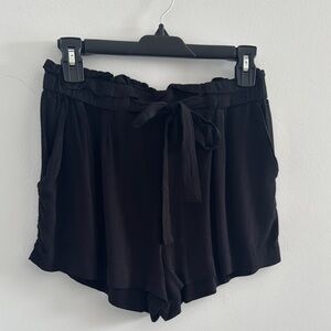 Women's Black Tie-Waist Shorts
